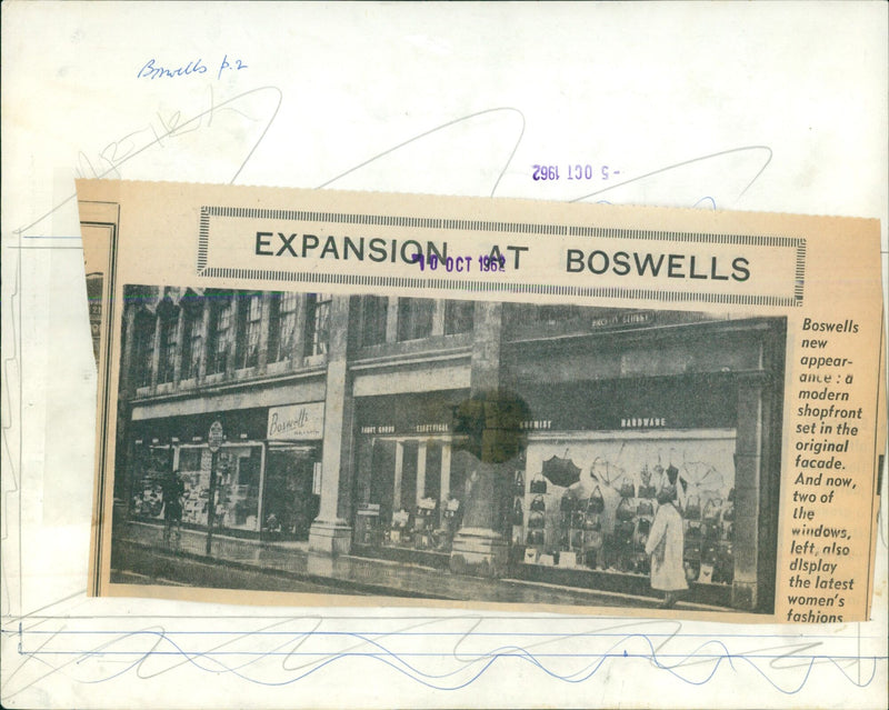 Boswells unveils its modernized shopfront in the city of Boswells. - Vintage Photograph