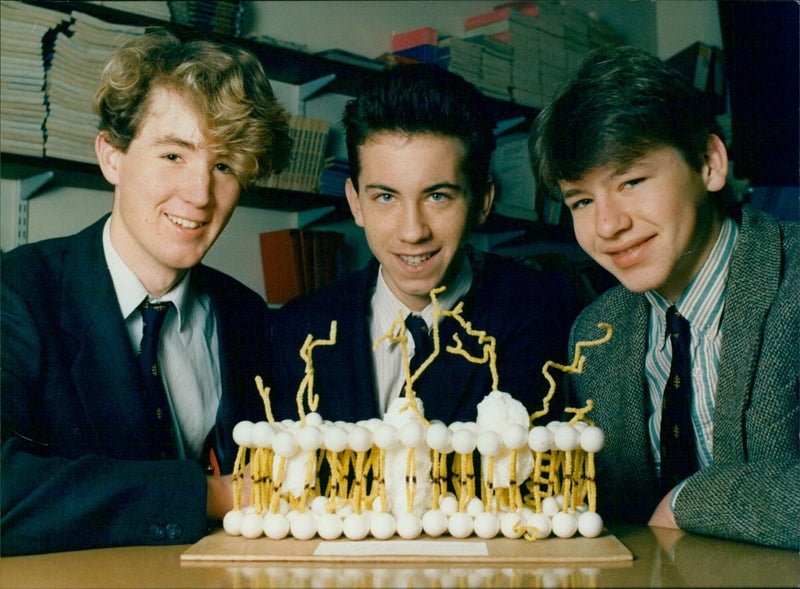 Three Lower Sixth-formers at Oxford's St Edward's School won a national biology prize after building a replica of a cell membrane. - Vintage Photograph