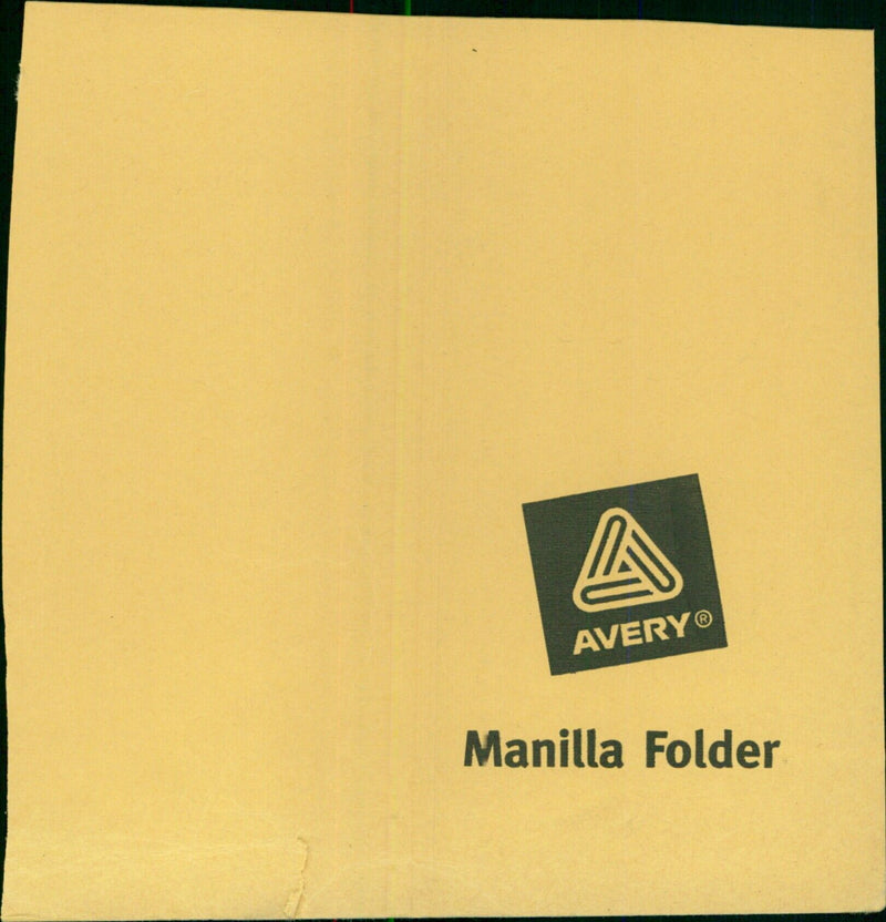 A man organizing a stack of AVERY® manilla folders. - Vintage Photograph