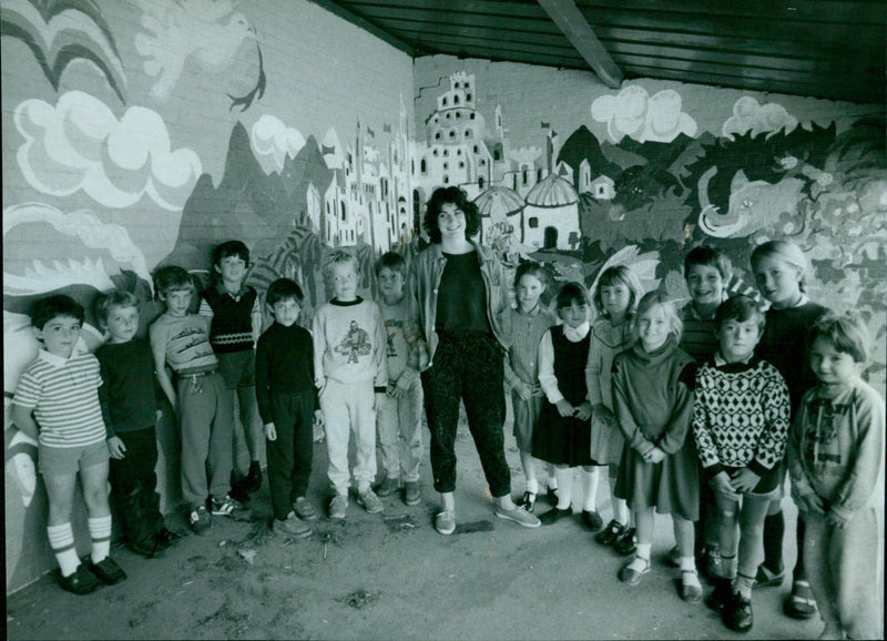 A mural depicting a scene of destruction after an explosion. - Vintage Photograph