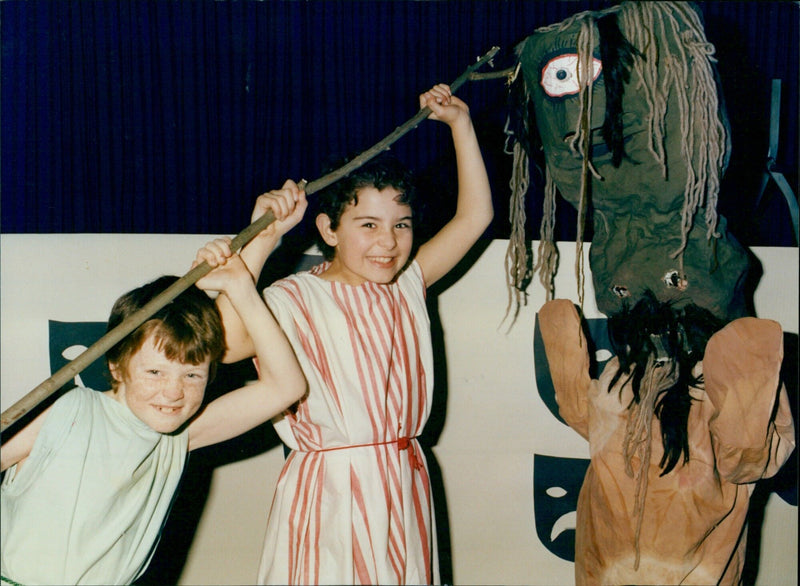 Ancient mythology comes alive when pupils from Oxford Wolvercote First School present their version of Homer's classic tale The Odyssey. - Vintage Photograph