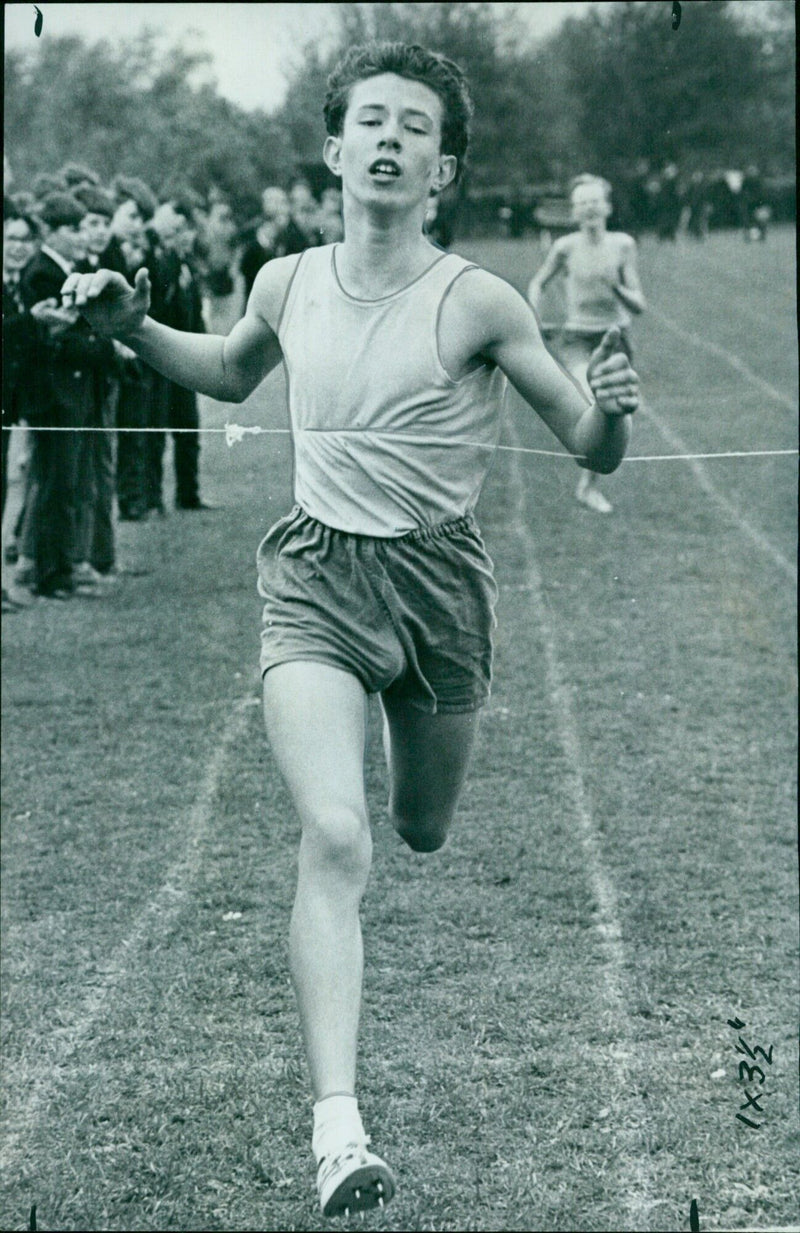 Southfield School students Kenneth Wheeler, Geoffrey Gill and Malcolm Wicks win their respective races on the second day of the school's annual sports. - Vintage Photograph