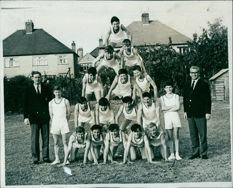 17 boys from rural schools in Denmark visiting the capital of Copenhagen. - Vintage Photograph