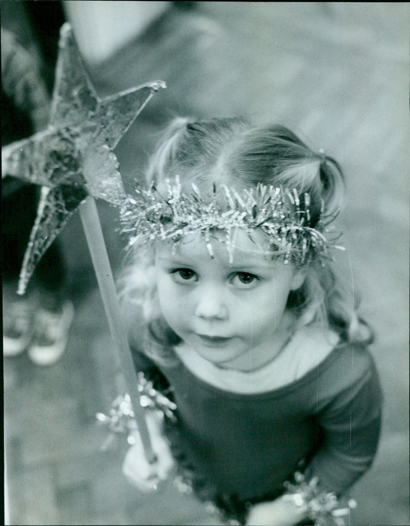 Four-year-old Jennifer Clarke brings Christmas magic to life in her school's production of "Christmas Visitors." - Vintage Photograph