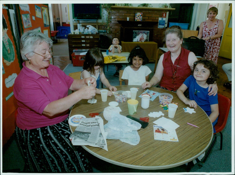 Students and staff at the 11 csup INSI School in East Oxford practice safety protocols for their new project. - Vintage Photograph