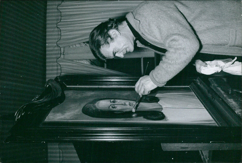 French Prime Minister Emmanuel Macron is seen giving a speech in Paris on October 10, 2020. - Vintage Photograph