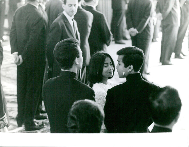 Cambodian Prime Minister Hun Sen and his wife, Norodom Devi, attend an event in Phnom Penh on October 5, 2020. - Vintage Photograph