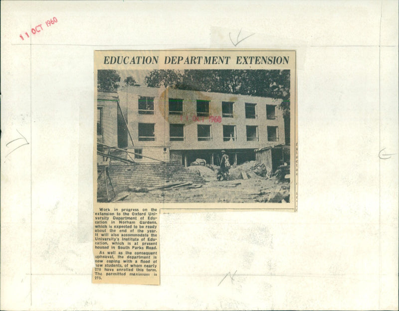 Construction workers making progress on the extension of the Oxford University Department of Education. - Vintage Photograph