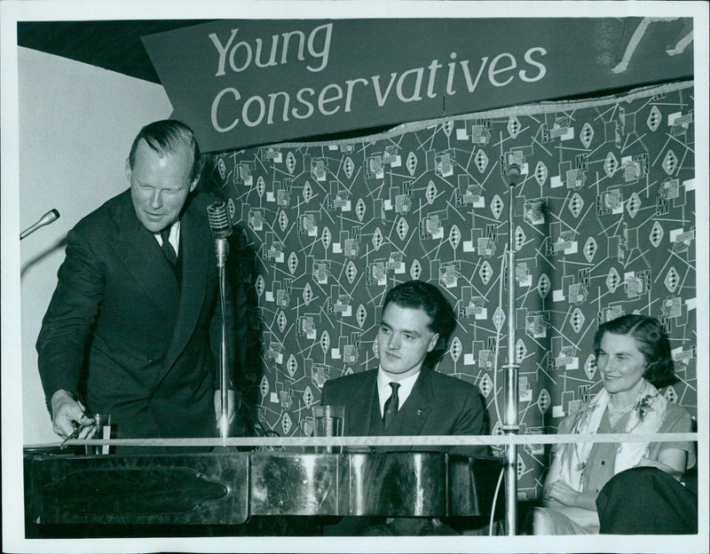 The Hon. C.M. Woodhouse, M.P., officially opens the new headquarters of the Young Conservatives. - Vintage Photograph