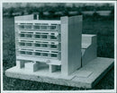 Model of the 4.M.C. building on display in an art exhibition. - Vintage Photograph