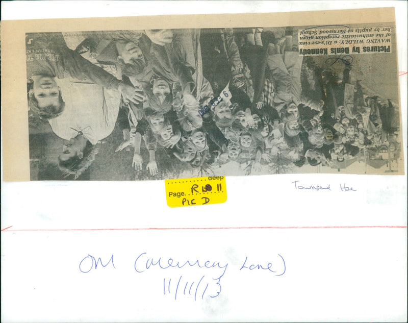 Queen Elizabeth II is welcomed by excited pupils at Bernwood School. - Vintage Photograph