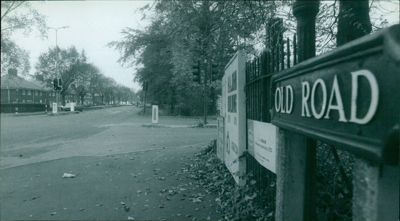 A road sign along Old Road Auswan Ballerices in the UK. - Vintage Photograph