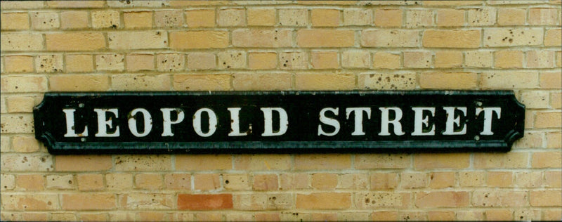 A newly installed street sign on Leopold Street. - Vintage Photograph