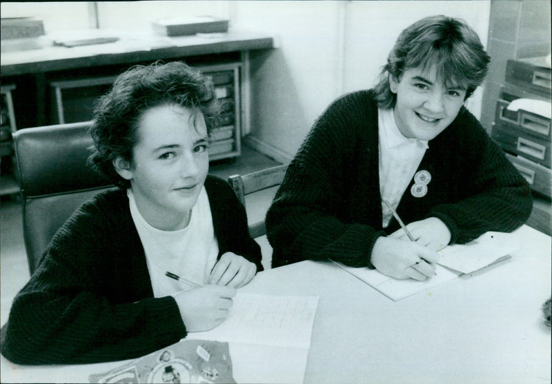 Wendy Walker and Helen Abbott at Temple Cowley Middle School. - Vintage Photograph