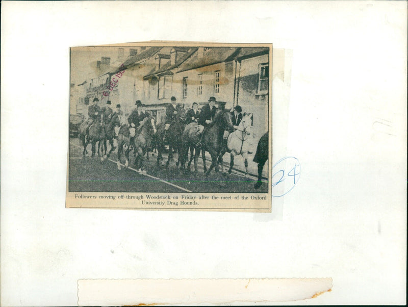 Followers of the Oxford Bras University Drag Hounds move off through Woodstock. - Vintage Photograph