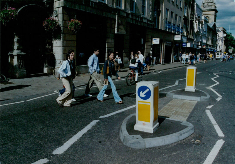 A police car and a pedestrian have been involved in an accident at Carfax in Oxford. - Vintage Photograph