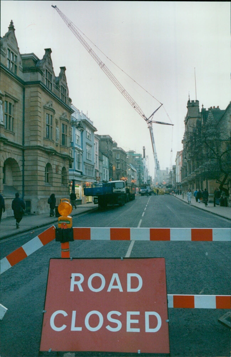 Oxford High Street is closed due to construction of student accommodation. - Vintage Photograph