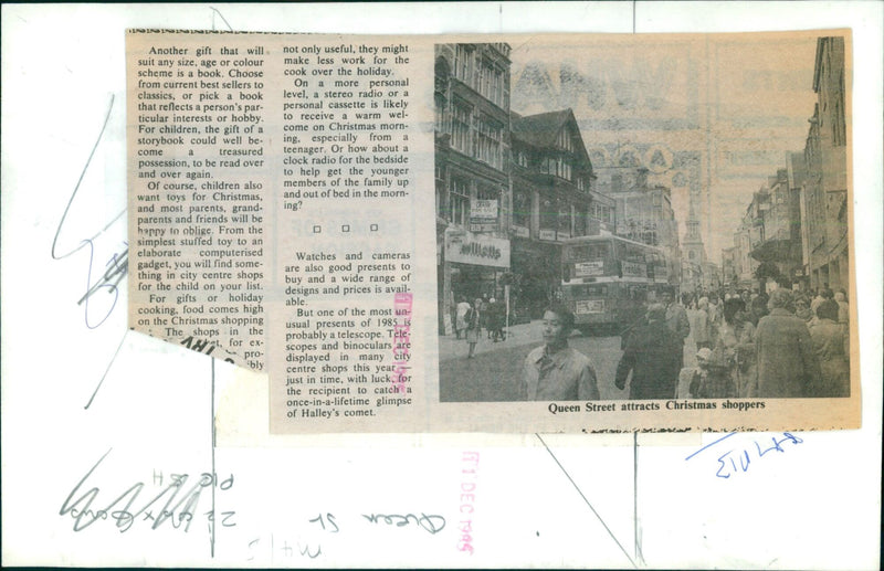 Shoppers crowd the streets of Queen Street in search of Christmas gifts. - Vintage Photograph