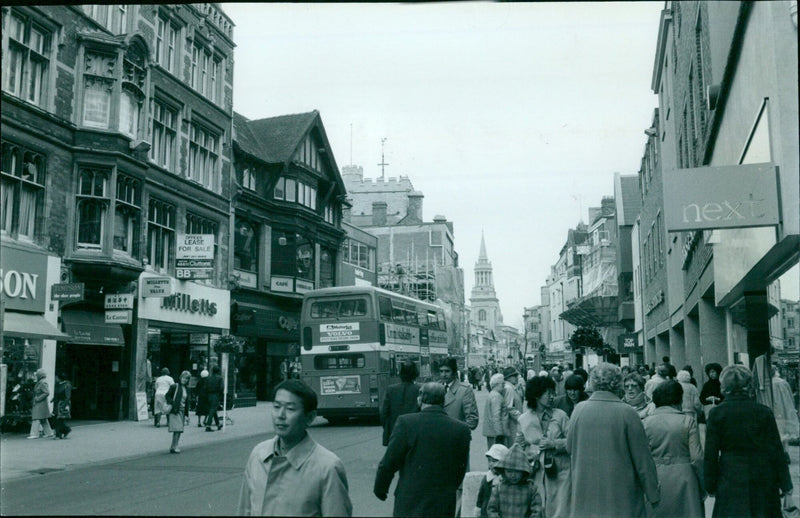 Shoppers crowd the streets of Queen Street in search of Christmas gifts. - Vintage Photograph