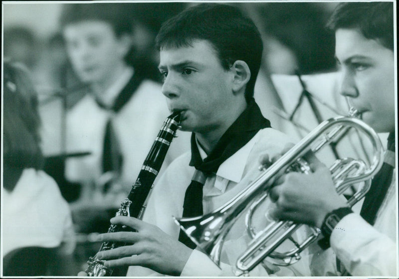 Sam Holland (13) plays the clarinet at Marston Middle School. - Vintage Photograph