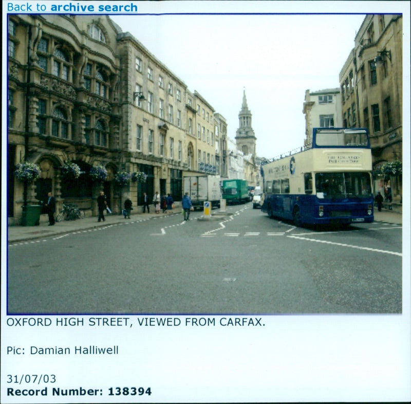 An aerial view of Oxford High Street looking north from Carfax. - Vintage Photograph