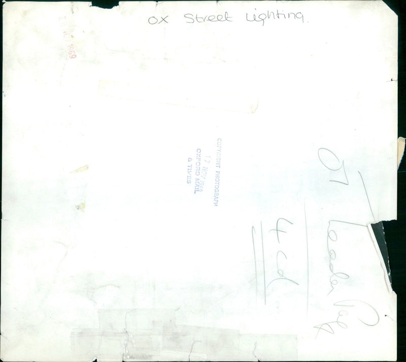 Street lighting in Oxford, England on November 28, 1969. - Vintage Photograph