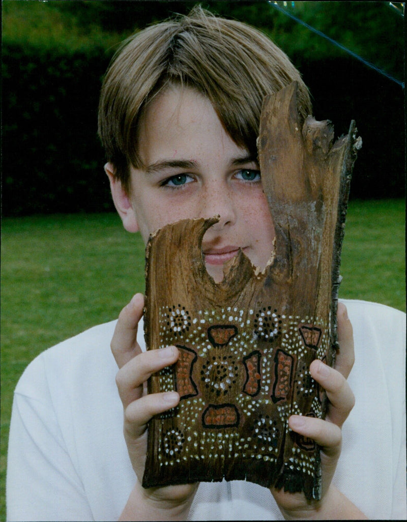 Aboriginal students at Borley School in Sydney demonstrate traditional instruments and art during Artweek. - Vintage Photograph