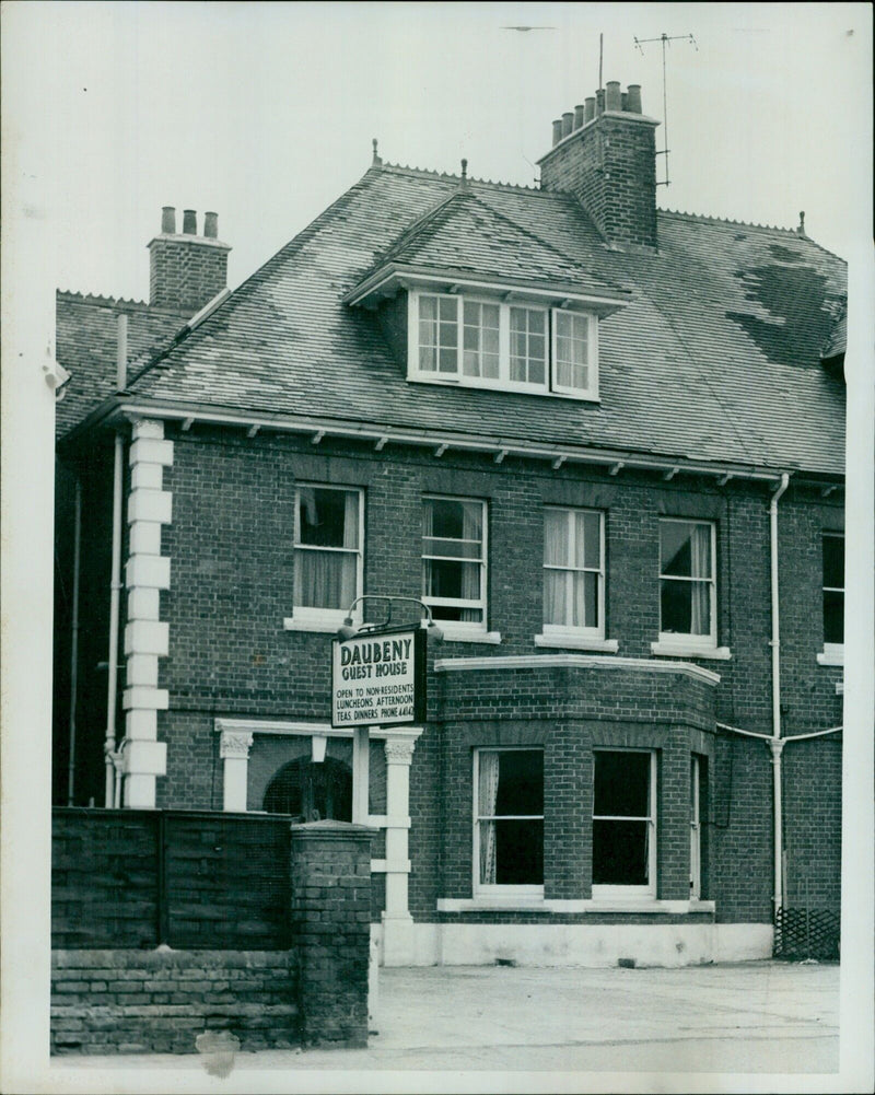 A sign advertising the Daubeny Guest House in Oxford, England. - Vintage Photograph