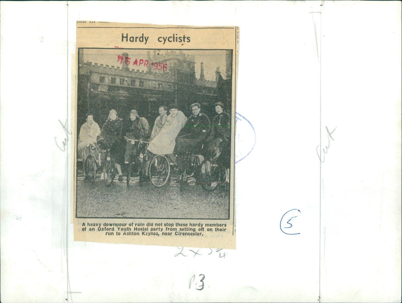 Hardy cyclists embark on a run despite heavy rain - Vintage Photograph