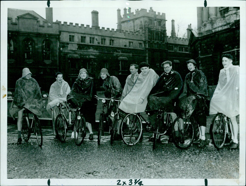 Hardy cyclists embark on a run despite heavy rain - Vintage Photograph