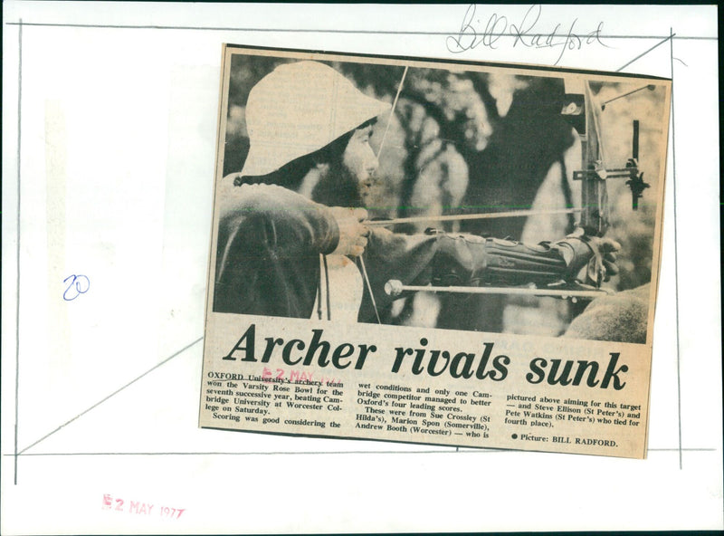 Oxford University's archery team wins the Varsity Rose Bowl for the seventh consecutive year. - Vintage Photograph