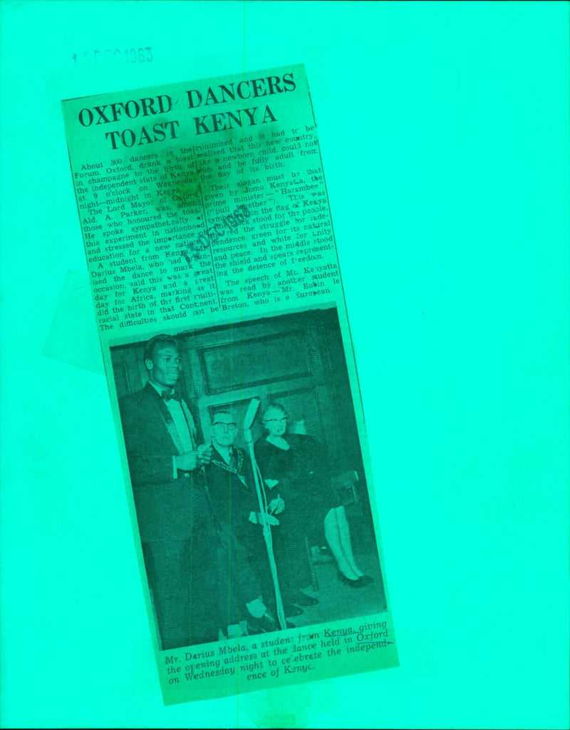 Dancers from Oxford toast the birth of the independent state of Kenya at a ceremony held on Wednesday night. - Vintage Photograph