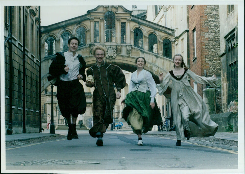 Members of the Oxford University Dramatic Society prepare to take Shakespear to the Massachussetts Arts festival. - Vintage Photograph