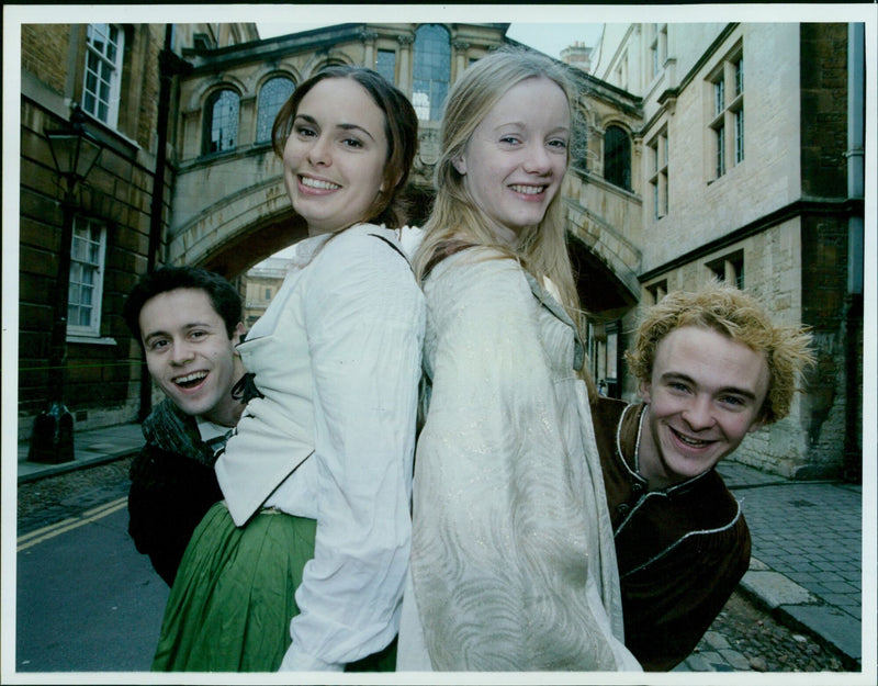 Oxford University Dramatic Society members prepare for Massachussetts Arts Festival. - Vintage Photograph