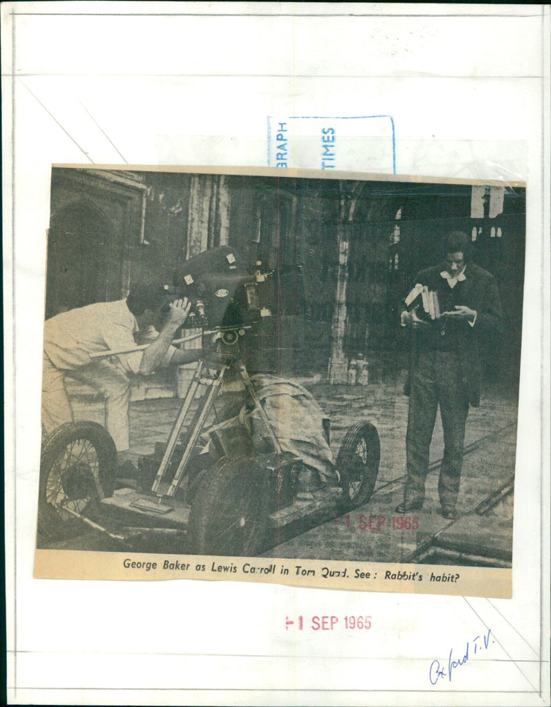 George Baker as Lewis Carroll in Tom Quad at Oxford University. - Vintage Photograph