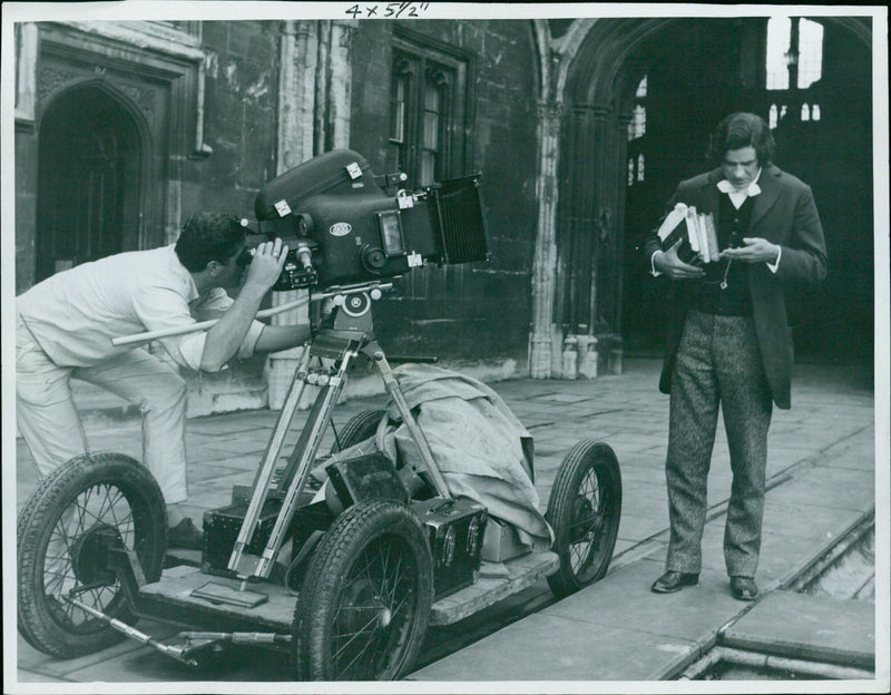 George Baker as Lewis Carroll in Tom Quad at Oxford University. - Vintage Photograph