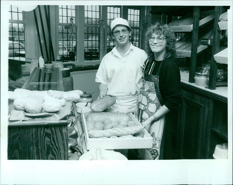 Baker Steve Bond and manager Shane Roberts prepare pastries at MAGIPS bakery. - Vintage Photograph