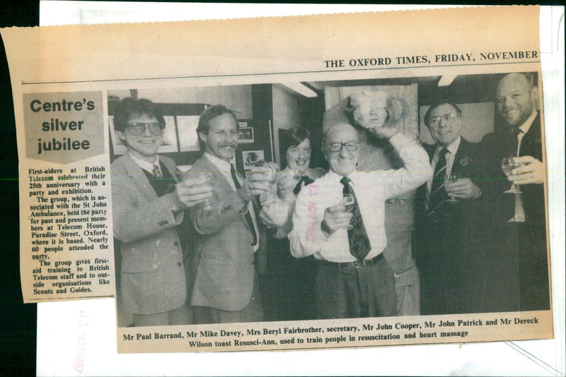 Members of the MTELE ON Centre celebrate their 25th anniversary with a party and exhibition. - Vintage Photograph