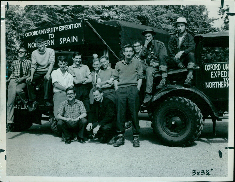 Oxford University students participating in an expedition to Northern Spain. - Vintage Photograph