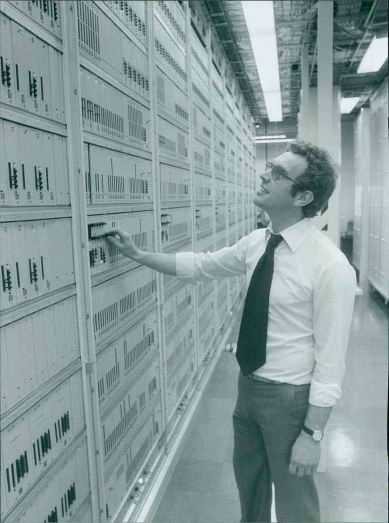 Mr Dave Park checks out new equipment installed overnight at Headington telephone exchange in Oxford. - Vintage Photograph