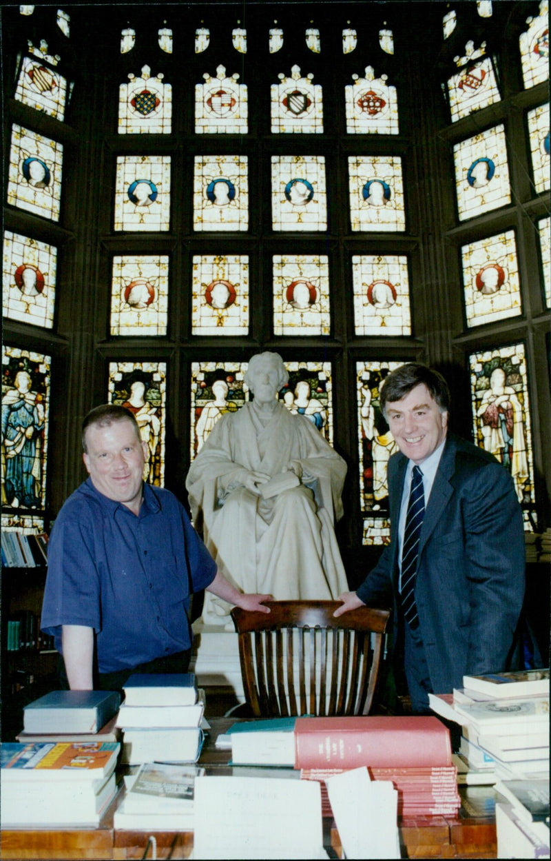 Nic Jones, a mature student at Oxford Harris Manchester College, poses with the college's Principal, Ralph Waller. - Vintage Photograph