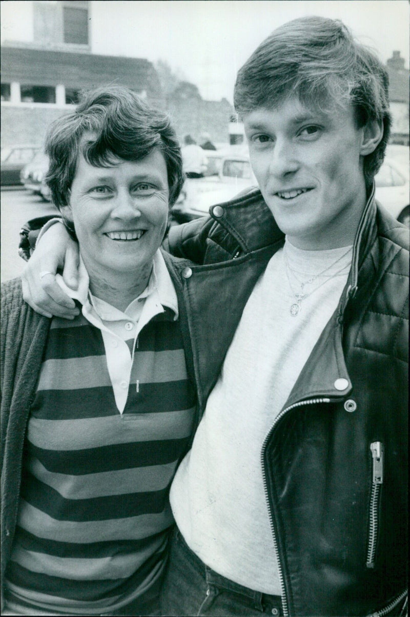 Helen Brawn and her son Andrew taking a break from their studies. - Vintage Photograph