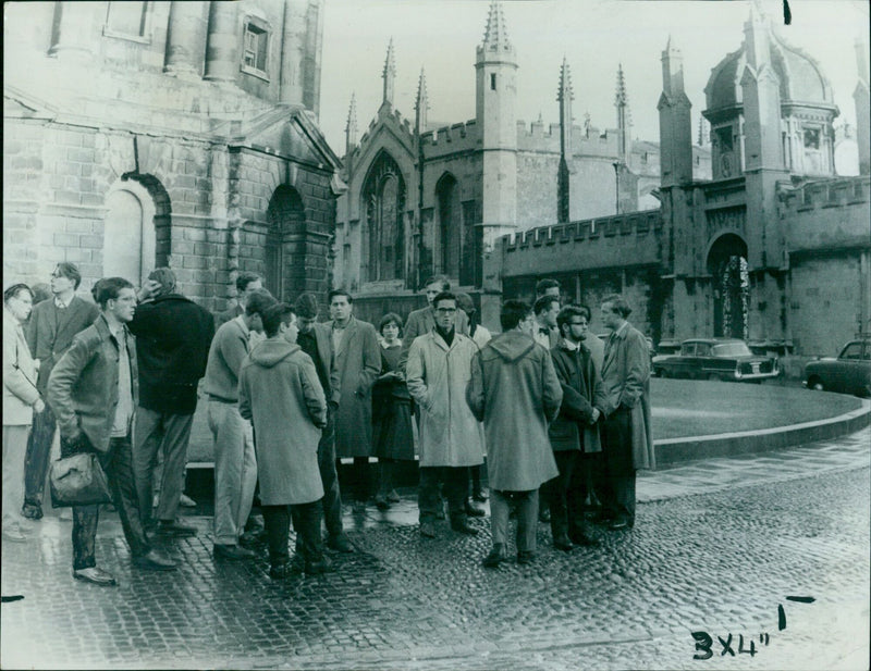 Students and supporters of RESWOIC 3х4 PALELOX assembling in Adcliffe 95 for a demonstration. - Vintage Photograph