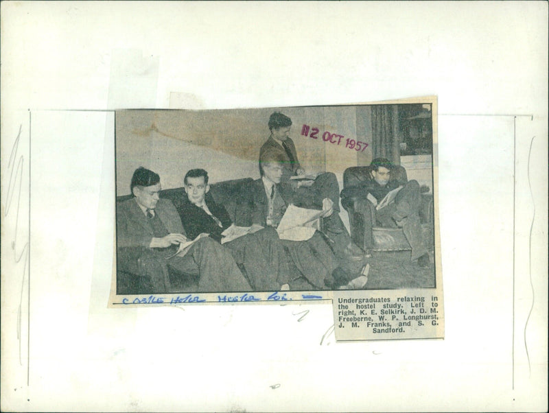 Undergraduates relax in hostel study - Vintage Photograph