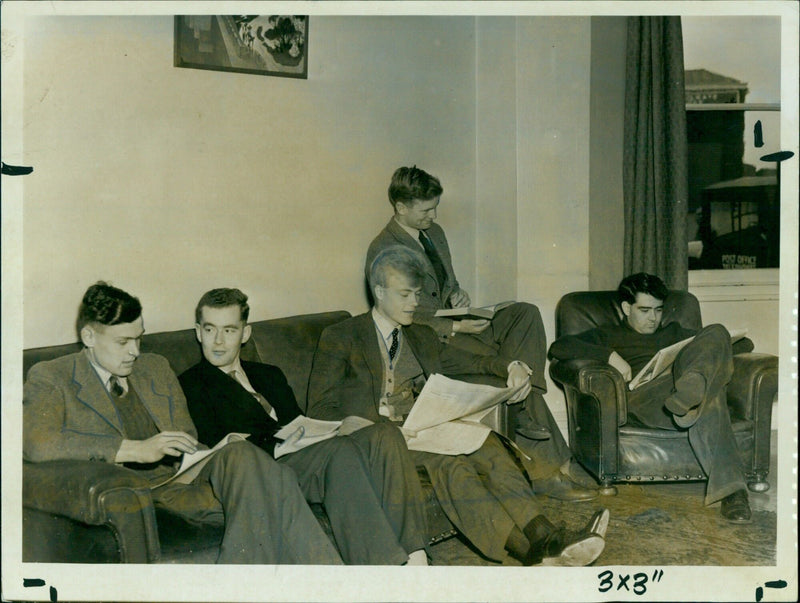 Undergraduates relax in hostel study - Vintage Photograph