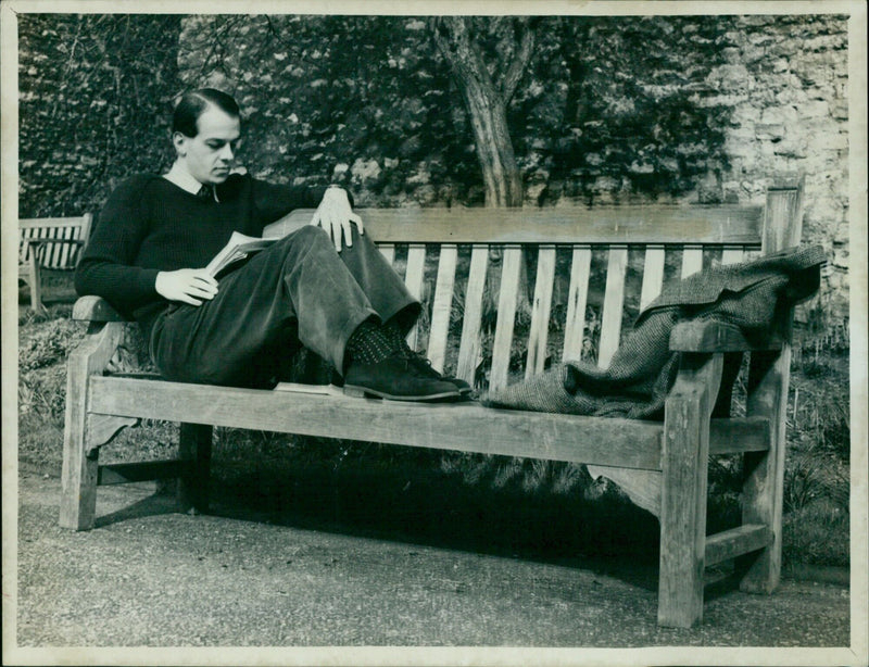 Lindsay enjoying the sunshine while studying in the New College gardens. - Vintage Photograph