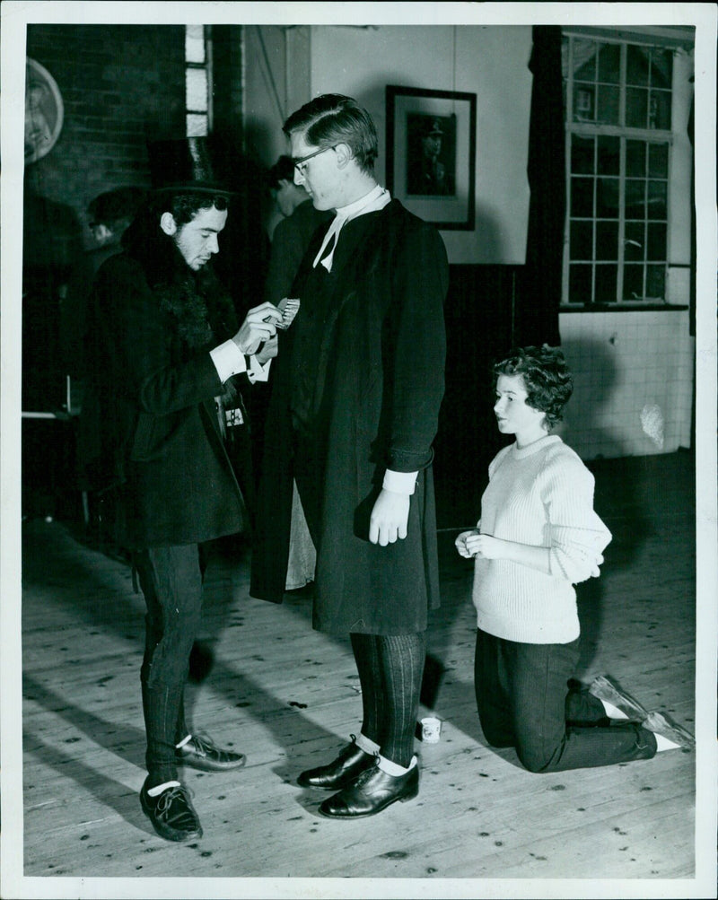 Eddie Gilbert, Patricia Dever, Brian Terrys, and Father Walter attend the S.U. Experimental Mala in St.Edund Haly. - Vintage Photograph