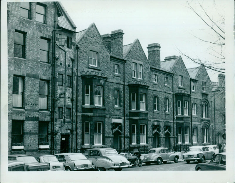 Students outside a residential centre for extra-mural studies. - Vintage Photograph