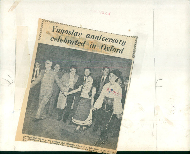 Members and friends of the Serbian Club Njegosh joining in a Kolo dance in Oxford. - Vintage Photograph