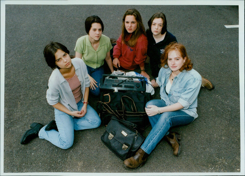 Five Oxford University students protest the lack of housing availability in Oxford. - Vintage Photograph